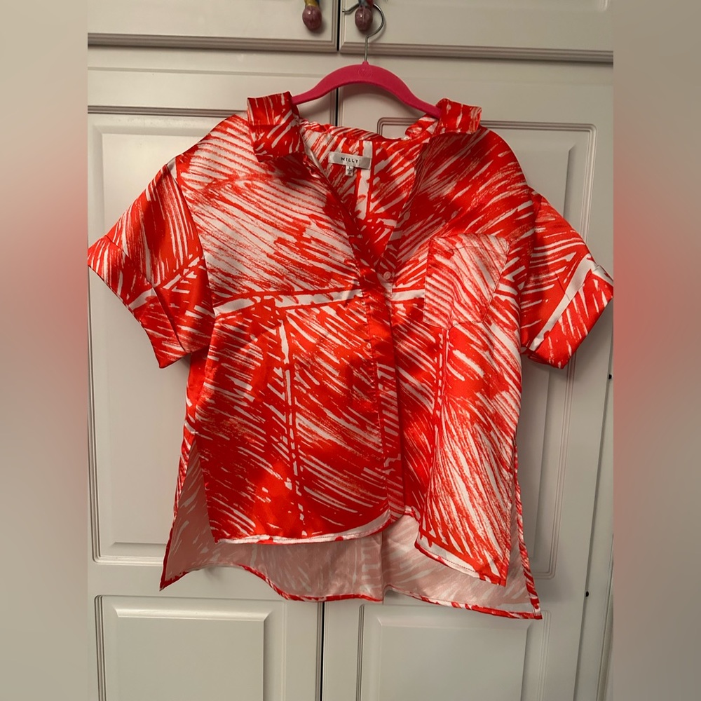 Milly Orange Large Abstract Top